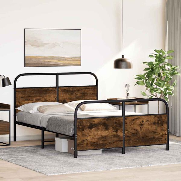 vidaXL Bettgestell ohne Matratze 120x190 cm R&auml;uchereiche Holzwerkstoff