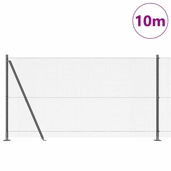 vidaXL Zaunpfosten Grau 10 x 1,2 m (16 x 16 mm Netz) Stahl und PVC