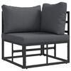 vidaXL Garten-Sofa-Set mit Kissen 4 pcs Schwarz Aluminium