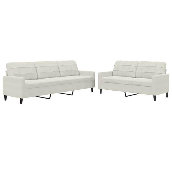 vidaXL 2-tlg. Sofagarnitur mit Kissen Creme Samt