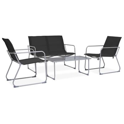 vidaXL 4-tlg. Garten-Lounge-Set Stoff und Stahl Schwarz