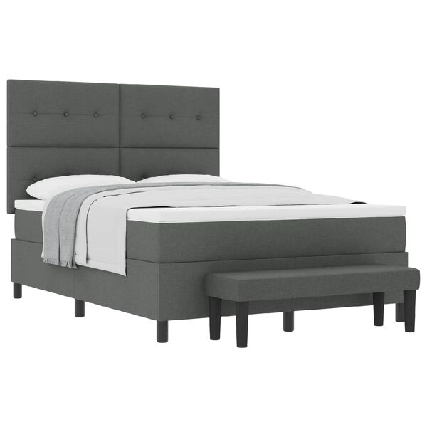 vidaXL Boxspringbett mit Matratze Dunkelgrau 140 x 200 cm Stoff