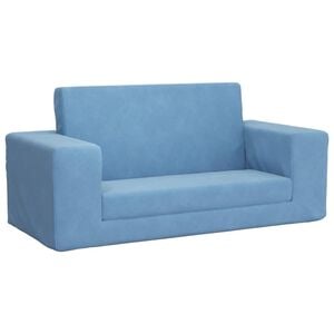 vidaXL Kinder-Schlafsofa 2-Sitzer Blau Weicher Pl&uuml;sch