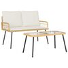 vidaXL Garten Essgruppe mit Kissen 2 pcs Natur Poly-Rattan
