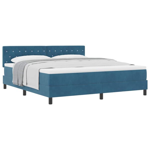 vidaXL Boxspringbett mit Matratze Dunkelblau 180 x 200 cm Samt