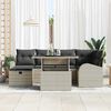 vidaXL Garten-Sofa-Set mit Kissen 7 pcs Hellgrau Poly Rattan