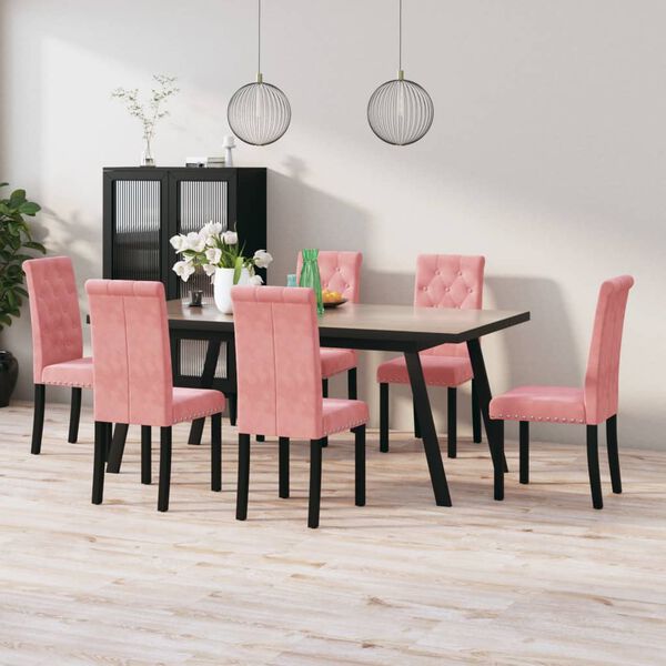 vidaXL Esszimmerst&uuml;hle 6 Stk. Rosa Samt
