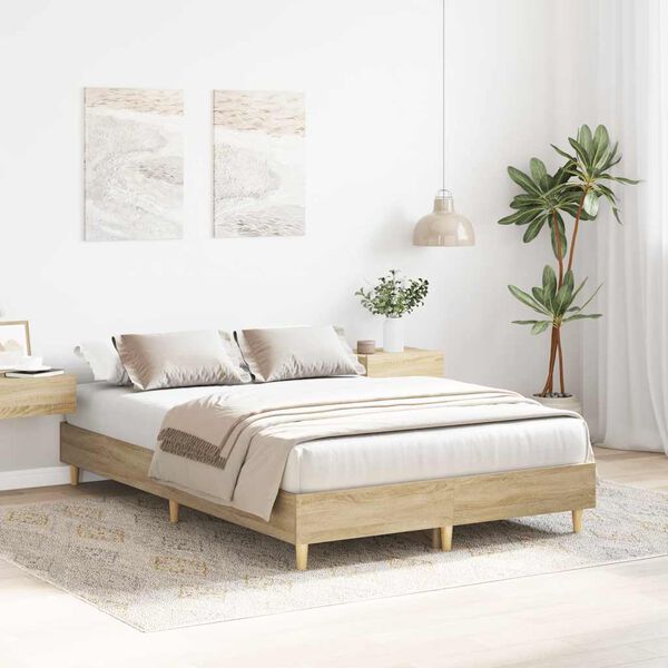 vidaXL Bettgestell ohne Matratze Sonoma-Eiche 120x200 cm Holzwerkstoff