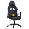 vidaXL Gaming-Stuhl mit Massage & Fu&szlig;st&uuml;tze Schwarz & Blau Kunstleder