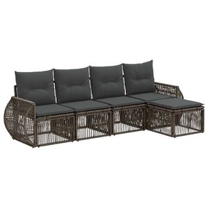 vidaXL Gartensofa-set 5 Stk. Grau und Dunkelgrau Poly-Rattan