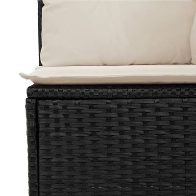 vidaXL Gartensessel ohne Armlehnen mit Kissen Schwarz Poly Rattan