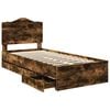 vidaXL Bettrahmen Ger&auml;ucherte Eiche 90 x 200 cm Ingenieurs Holz