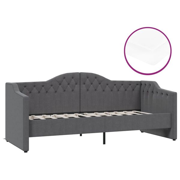 vidaXL Tagesbett mit Matratze USB Dunkelgrau Stoff 90x200 cm