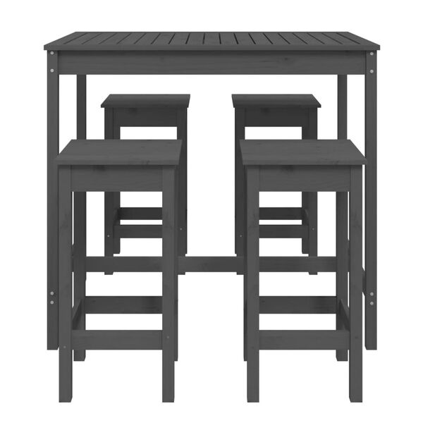 vidaXL 5-tlg. Gartenbar-Set Grau Massivholz Kiefer