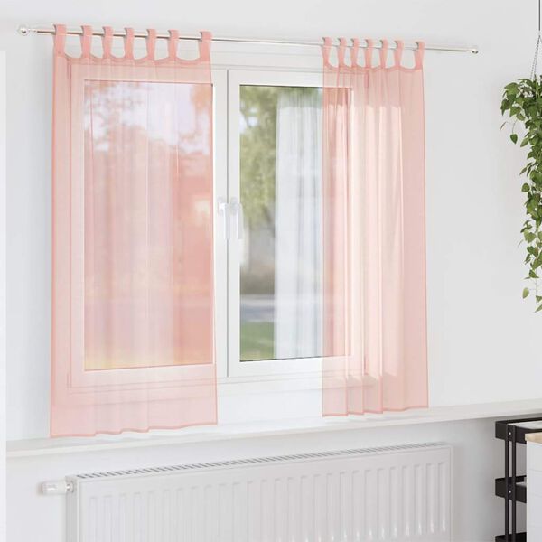 vidaXL Voile Vorh&auml;nge mit Schlaufen 2 Stk. Rosa 140x175 cm