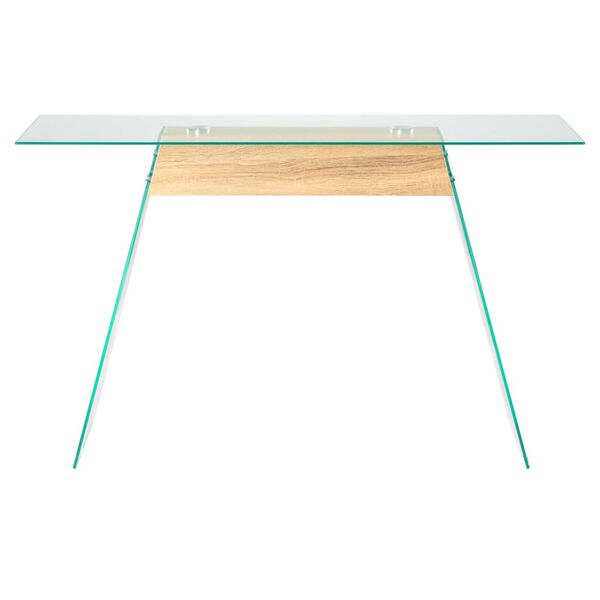 vidaXL Konsolentisch MDF und Glas 120 x 30 x 76 cm Eichenoptik