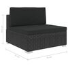 vidaXL 5-tlg. Garten-Lounge-Set mit Kissen Poly Rattan Schwarz