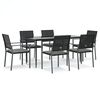 vidaXL 7-tlg. Garten-Essgruppe mit Kissen Poly Rattan und Stahl