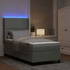 vidaXL LED Boxspringbett mit Matratze Argyle Hellgrau 90 x 190 cm Samt