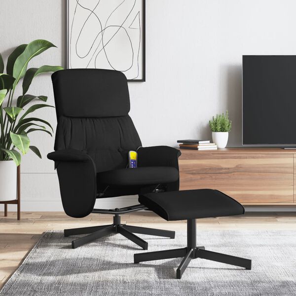 vidaXL Massagesessel mit Fu&szlig;hocker Schwarz Stoff