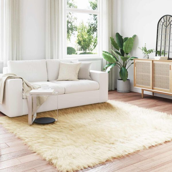 vidaXL Kunstschaffell Teppich Tafalla Creme 240 x 240 cm Polyester