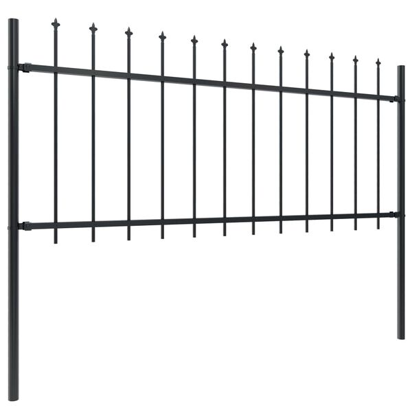 vidaXL Gartenzaun mit Speerspitze Stahl 359 x 80 cm Schwarz