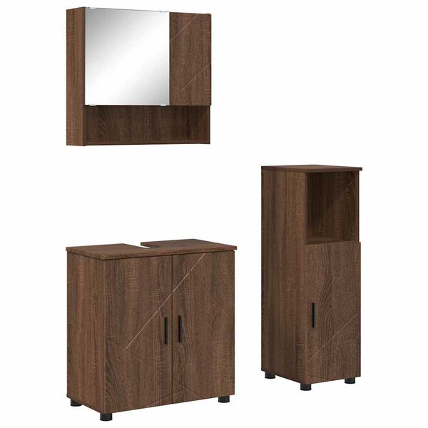 vidaXL Badezimmerm&ouml;bel-Set Wandmontiert 3 pcs Braun Eichen-Optik