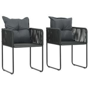 vidaXL Gartenst&uuml;hle 2 Stk. mit Polstern Poly Rattan Schwarz