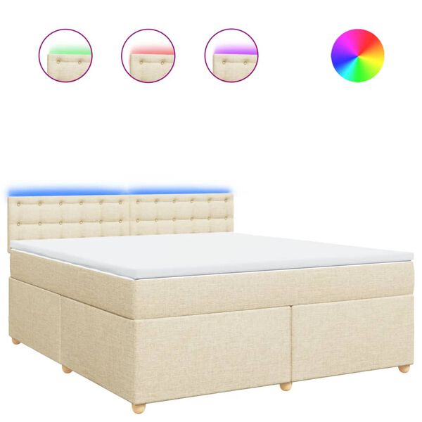vidaXL Boxspringbett mit Matratze Creme 180x200 cm Stoff