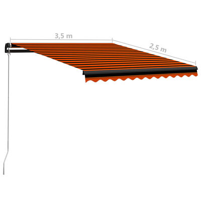 vidaXL Markise Manuell Einziehbar LED 350x250 cm Orange & Braun