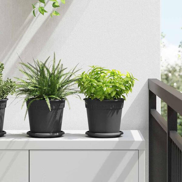 vidaXL Runde Blumenplatte 24 pcs Schwarz &Oslash; 14 x 2 cm Kunststoff