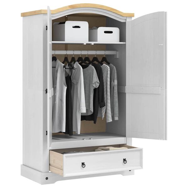 vidaXL Kleiderschrank Wei&szlig; 101 x 52 x 170 cm Massives Kiefernholz