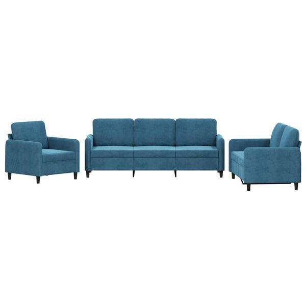 vidaXL 3-tlg. Sofagarnitur Blau Samt