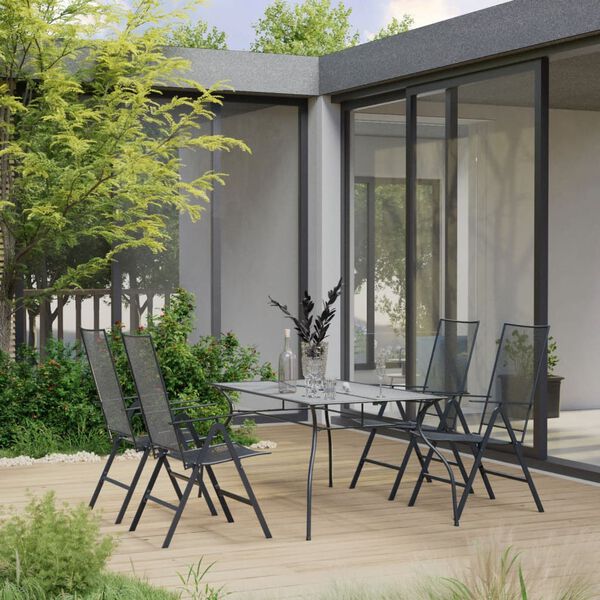 vidaXL 5-tlg. Garten-Essgruppe Stahl Anthrazit