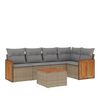 vidaXL 6-tlg. Garten-Sofagarnitur mit Kissen Beige Poly Rattan
