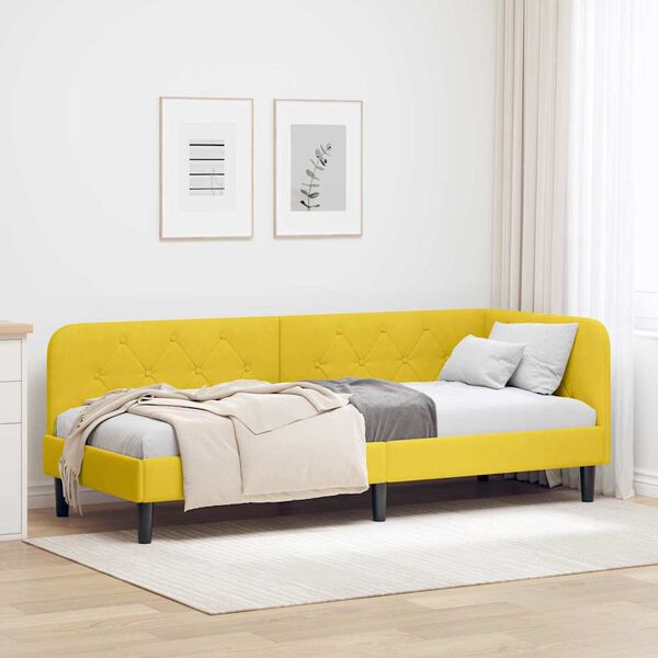 vidaXL Eckbettgestell mit Kopfteil Gelb 80 x 200 cm Samt