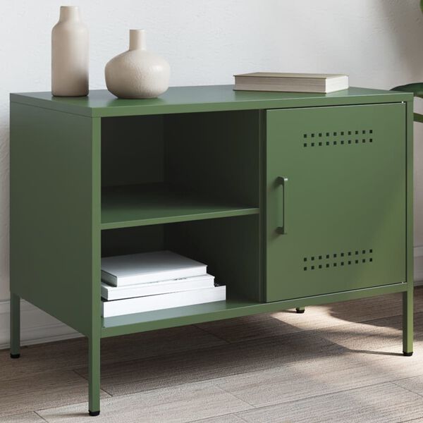 vidaXL TV-Schrank Olivgr&uuml;n 68x39x50,5 cm Stahl