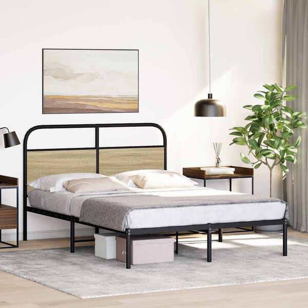 vidaXL Bettgestell ohne Matratze 135x190 cm Sonoma-Eiche Holzwerkstoff