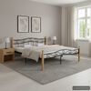 vidaXL Bettgestell Schwarz Metall und Massivholz Eiche 200x200 cm