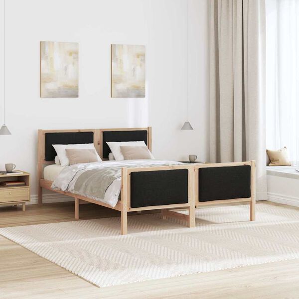 vidaXL Bettrahmen mit Kopfteil Schwarz 140 x 200 cm Stoff