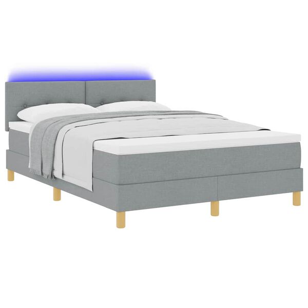 vidaXL Boxspringbett mit Matratze Hellgrau 140 x 200 cm Stoff