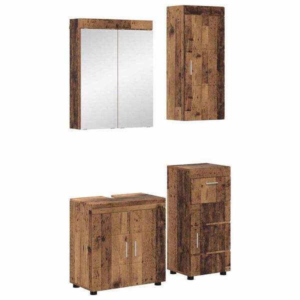 vidaXL Badezimmerm&ouml;bel-Set mit Schubladen TULUM Altholz Holzwerkstoff