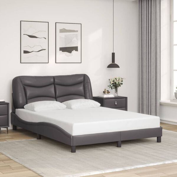vidaXL Bettgestell ohne Matratze "Hvar" Grau 140x190 cm Kunstleder