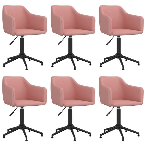 vidaXL Esszimmerst&uuml;hle 6 Stk. Drehbar Rosa Samt
