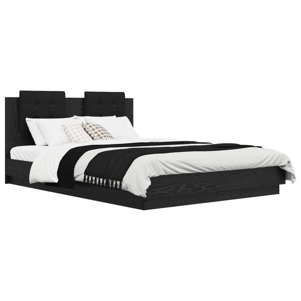 vidaXL Bettgestell mit Kopfteil Schwarz Eichen-Optik 120 x 200 cm