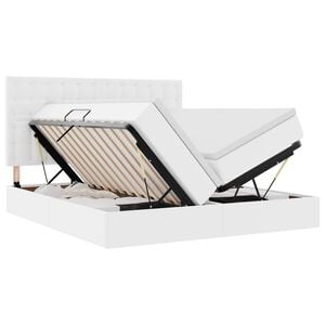 vidaXL Bett mit Stauraum und LED Reinwei&szlig; 180 x 200 cm Kunstleder
