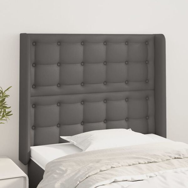 vidaXL Kopfteil mit Ohren Grau 83x16x118/128 cm Kunstleder