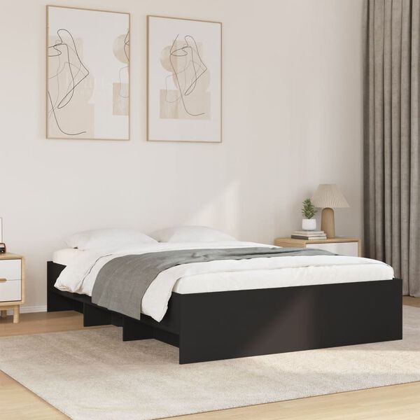 vidaXL Bettgestell Schwarz 135x190 cm Holzwerkstoff