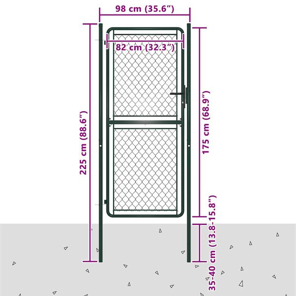 vidaXL Gartentor aus Stahl 100 x 175 cm Gr&uuml;n