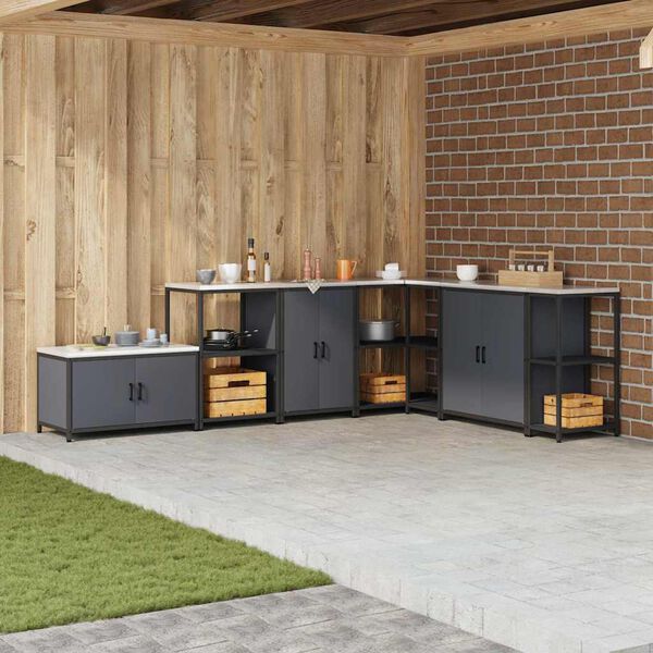 vidaXL K&uuml;chenaufbewahrung mit Regal Anthrazit 60 x 50 x 92 cm Stahl